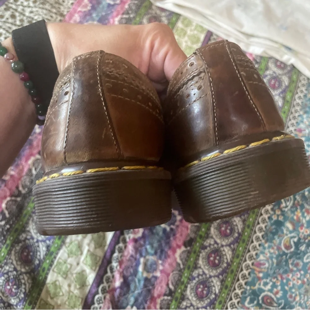 Vintage Dr Doc Martens The Original Brown Leather Wing Tip MADE IN ENGLAND 8 9 - Picture 4 of 9